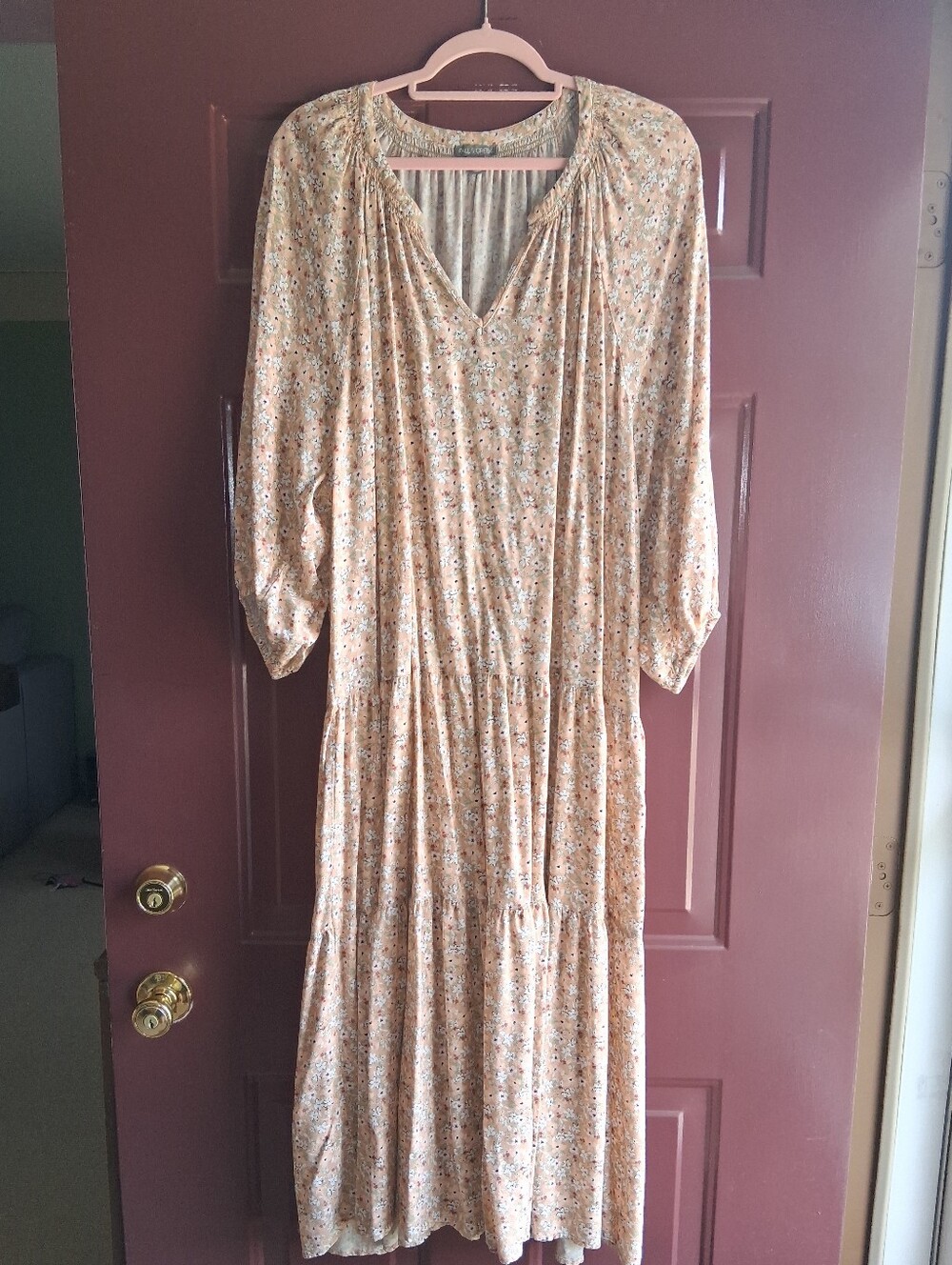 Falls Creek 3X Floral Drop Waist 2 Tier Maxi Dress